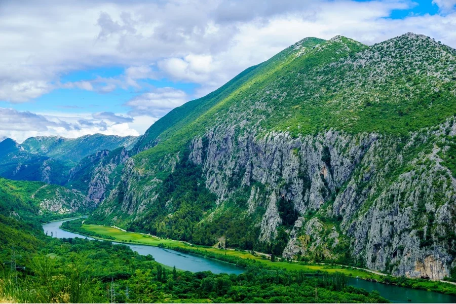 The Cetina river winding through its canyon near Omis