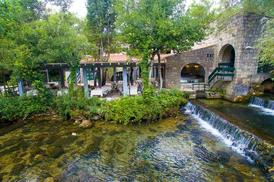 Riverside restaurant beside a waterfall in the Konavle region