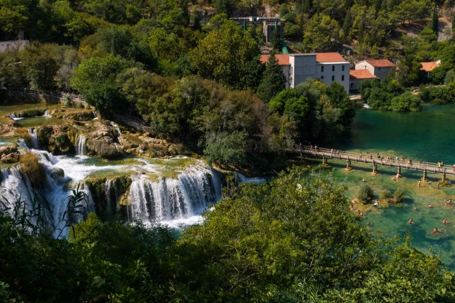 Boardwalk above the waterfalls at Krka National Park