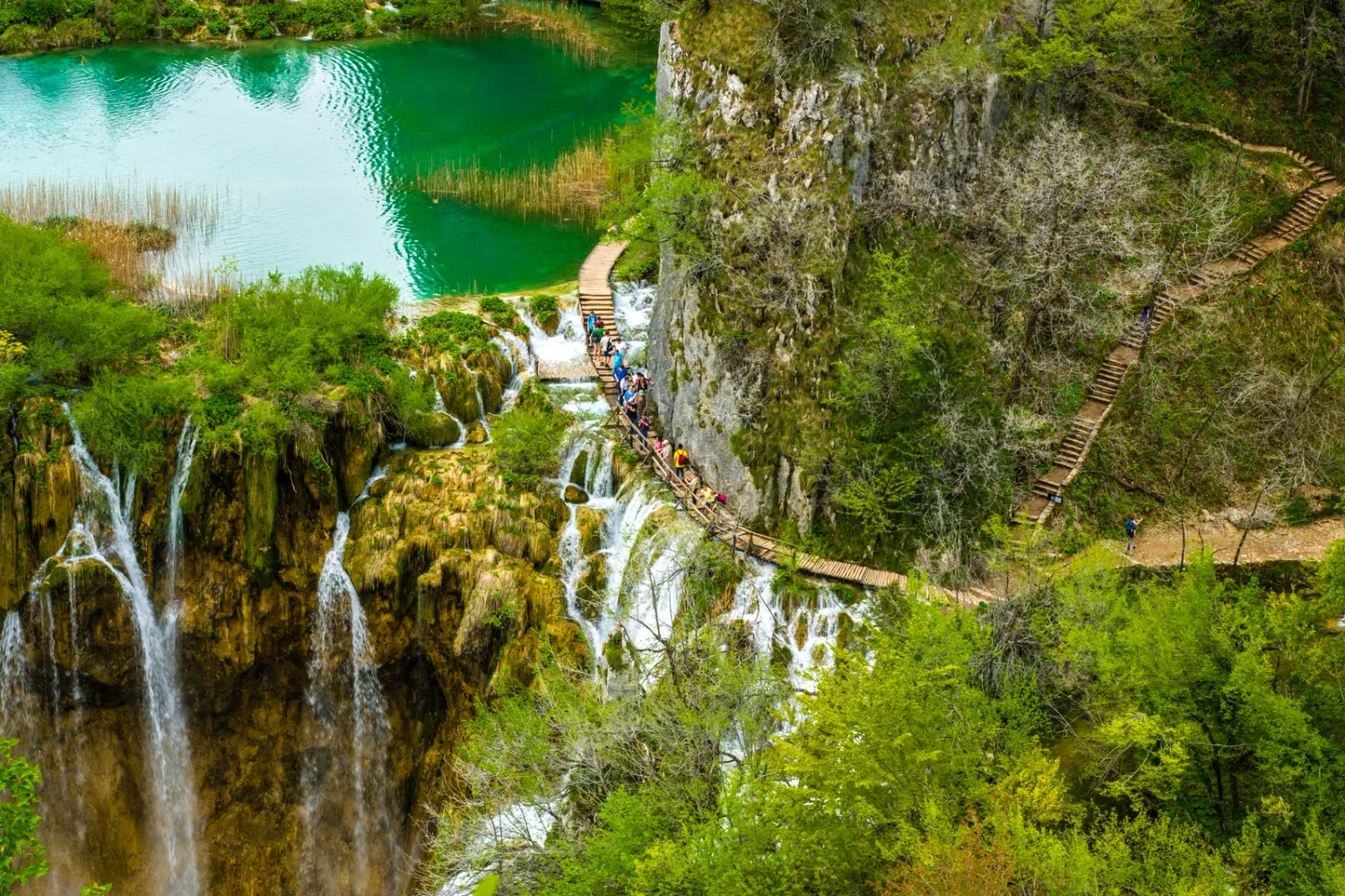 High-angle view of Plitvice Lakes National Park