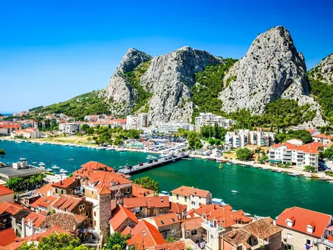 Karst mountains rising above the Croatian coast
