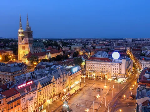 Zagreb city centre at the start of the Croatia national parks tour