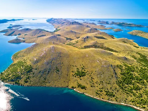 Aerial view over the Kornati islands national park