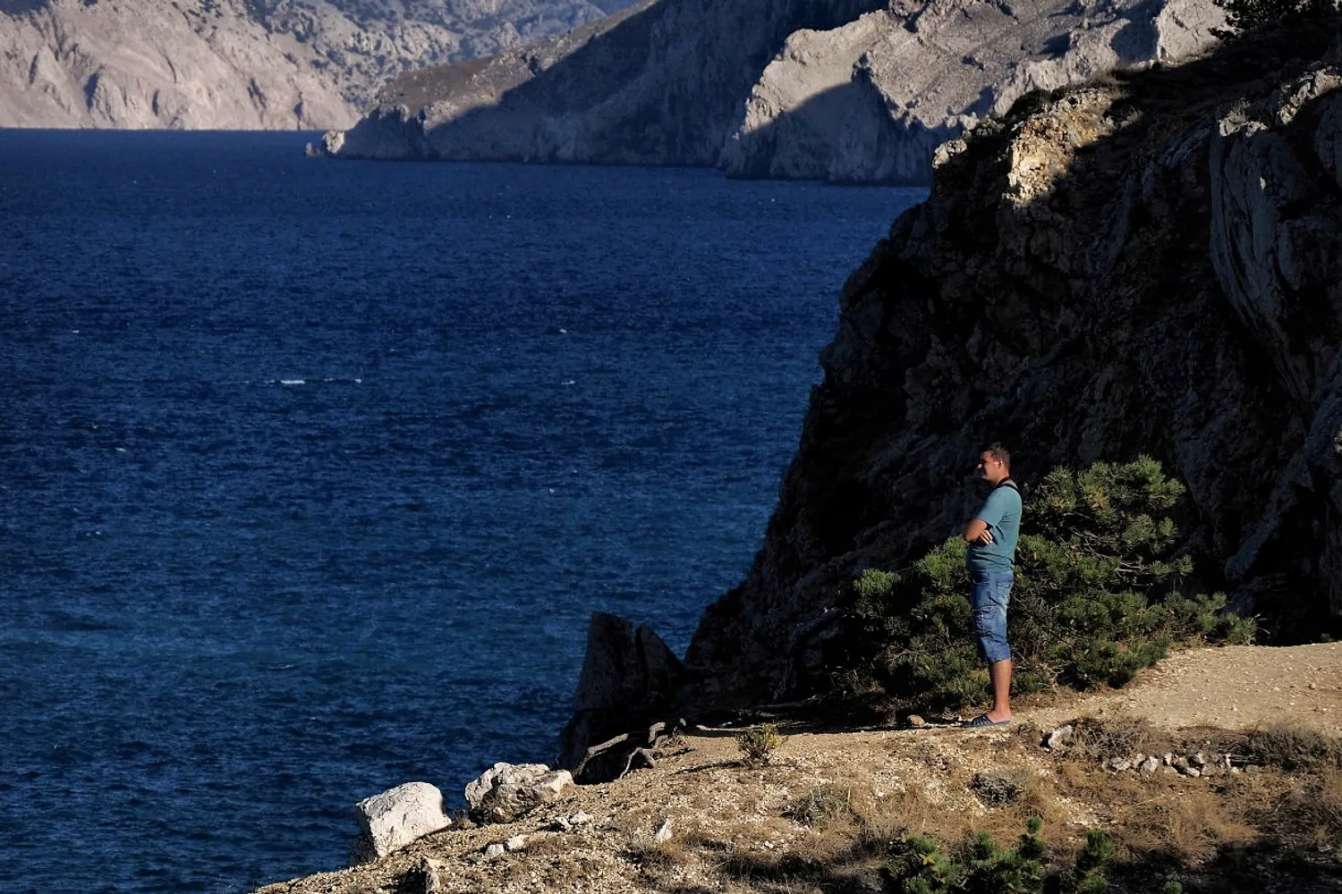 Coastal hiking trail overlooking the sea, Krk Island