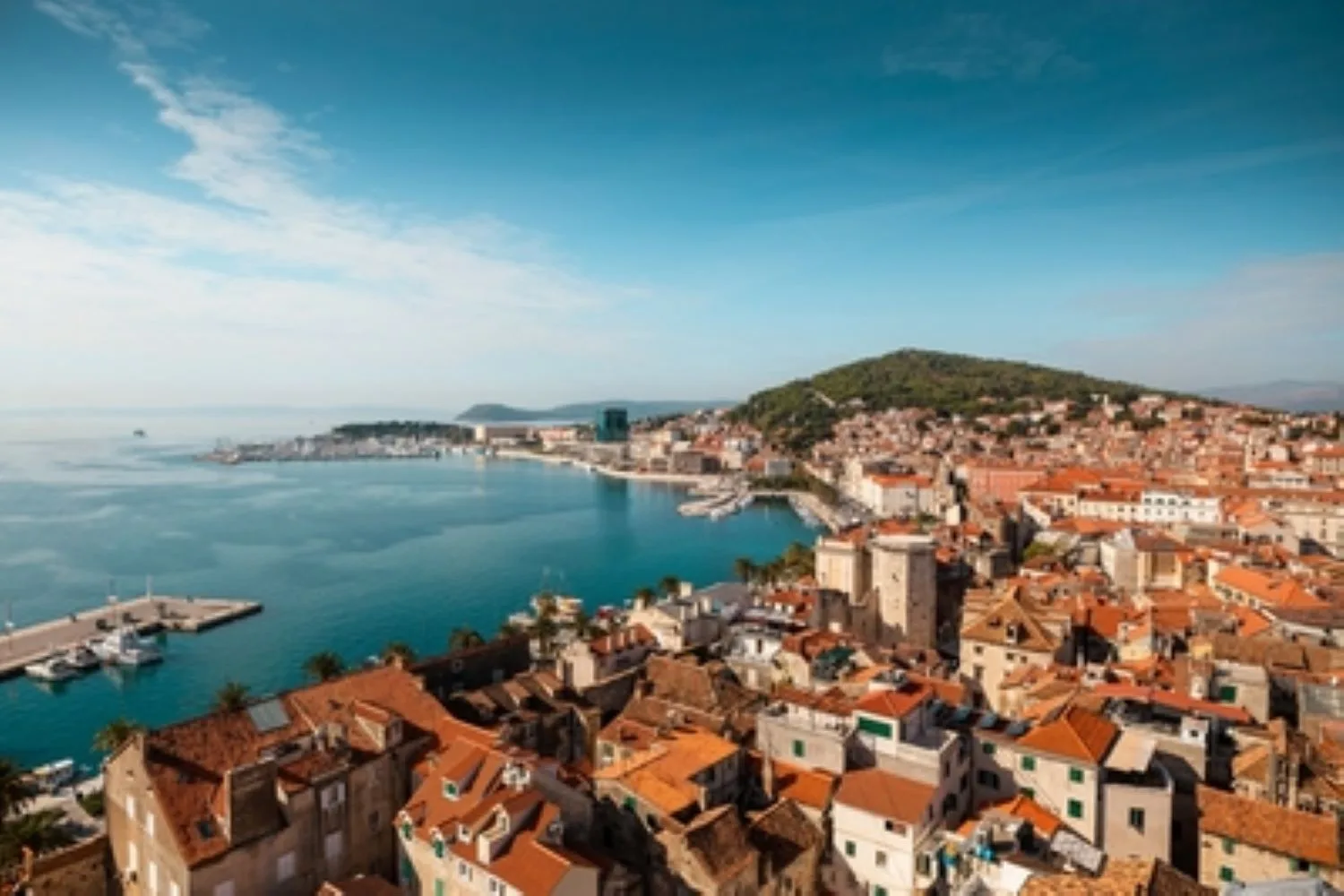 Split old town rooftops and Marjan hill, Dubrovnik to Split private transfer